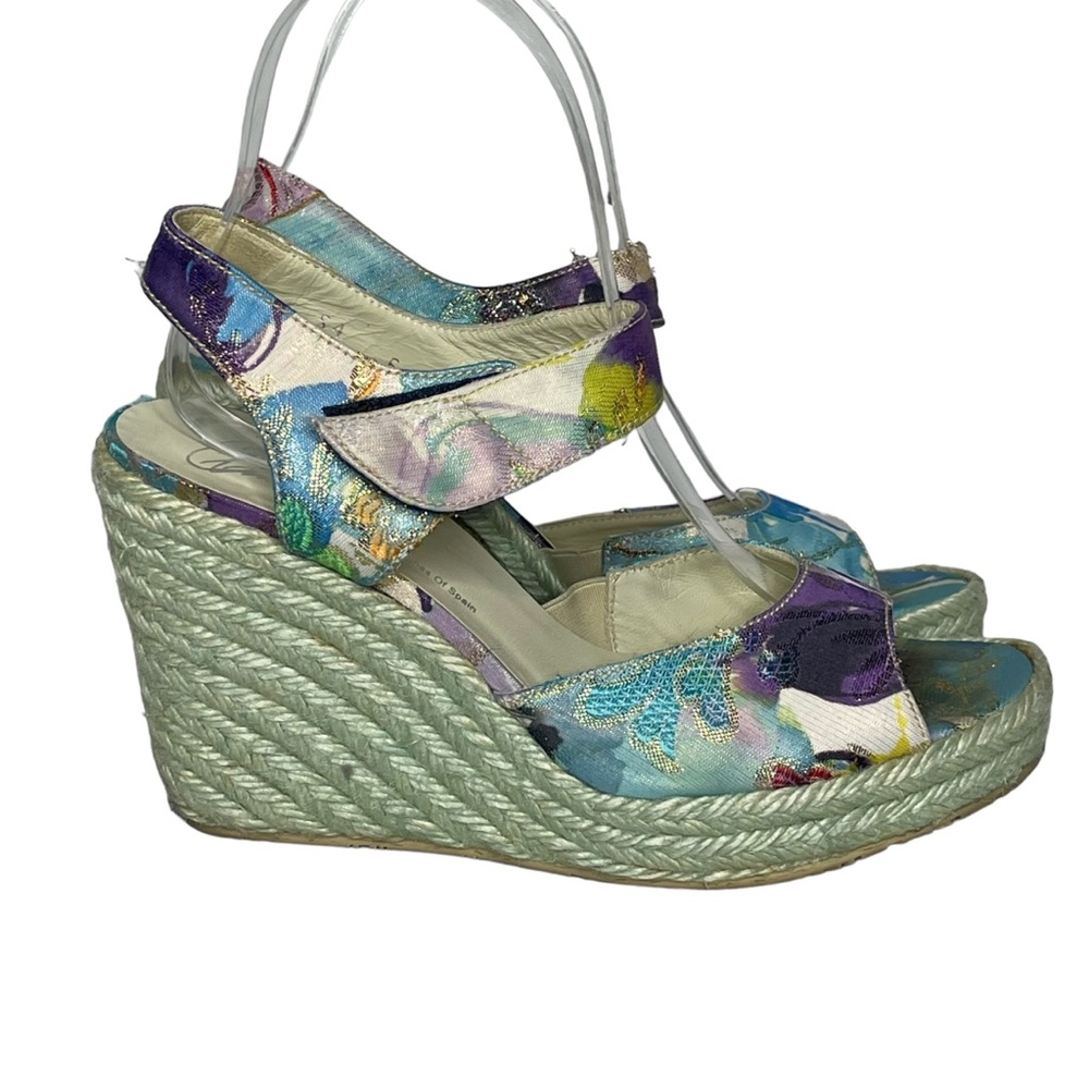 Donald J Pliner 6 brocade espadrille wedges aqua blue